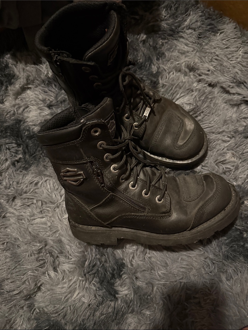 Harley-Davidson Black Leather Lace-Up Zip Combat Boots/ Size Women’s 10 /Mens 8